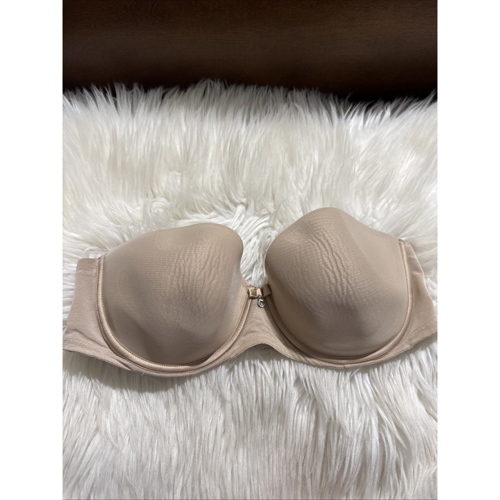 Chantelle Lightly Lined Strapless T Shirt Bra 36DD Beige EUC
